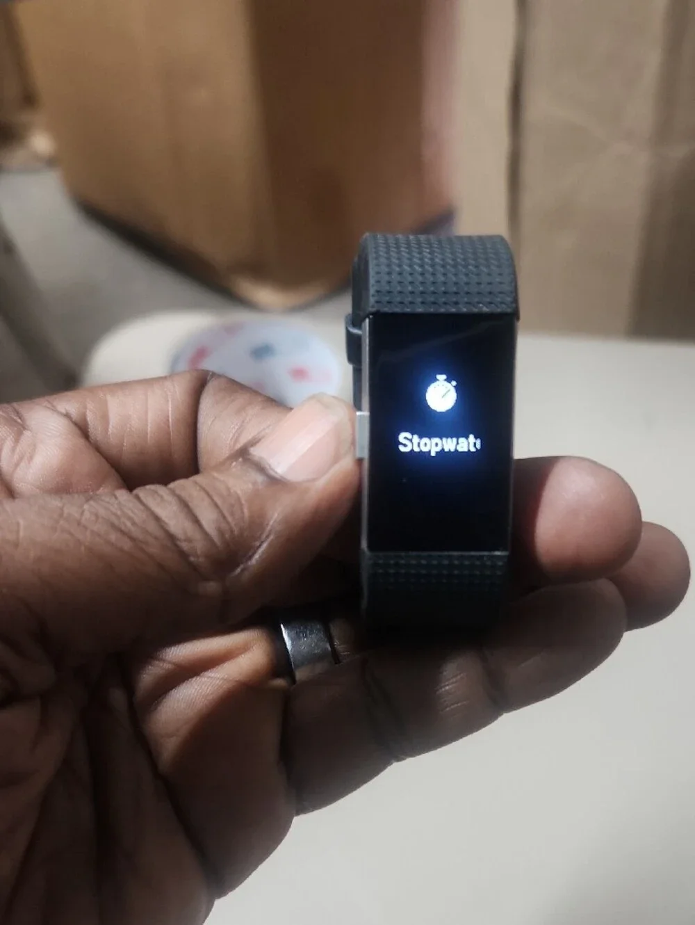 Black Fitness Smartwatch with Textured Silicone Band